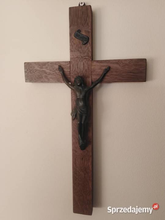 Duży Krzyż Drewniany Retro Wałbrzych