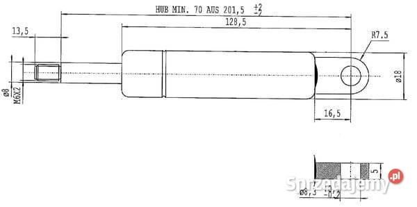 Sprężyna gazowa L215 mm 180N Stabilus CA288616 Kamionna sprzedam