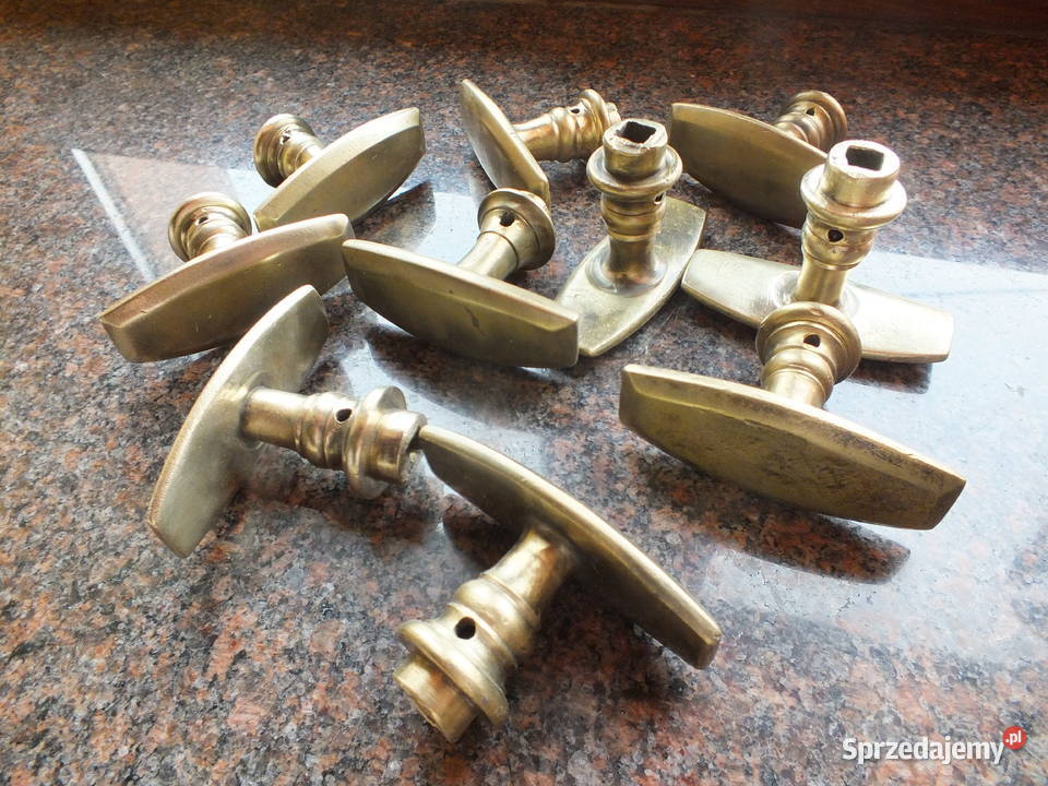 Klamki okienne mosiężne około 193040 proste Bielawa sprzedam