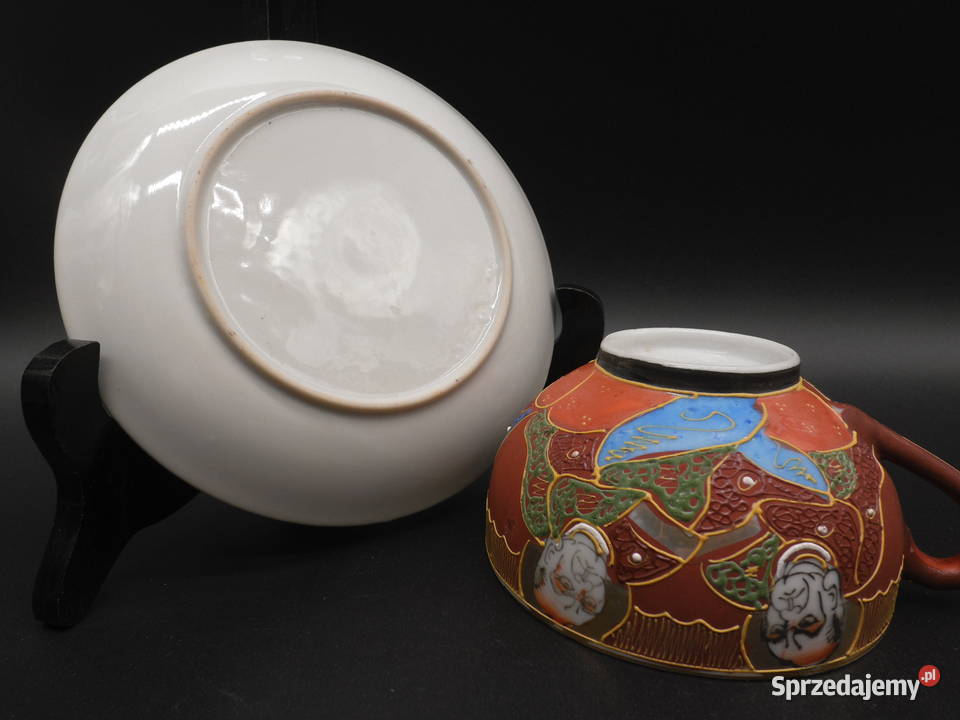 Japońska filiżanka ze spodkiem w stylu Satsuma Porcelana i szkło wielkopolskie Raszków sprzedam