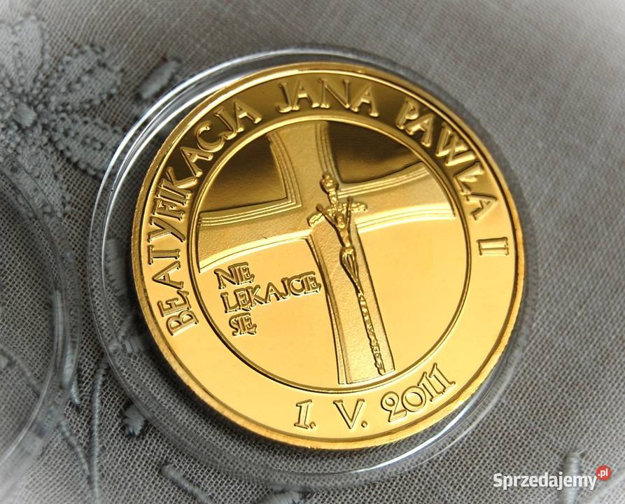 Jan Paweł II Santo Subito 2011 pozłacana moneta lubelskie