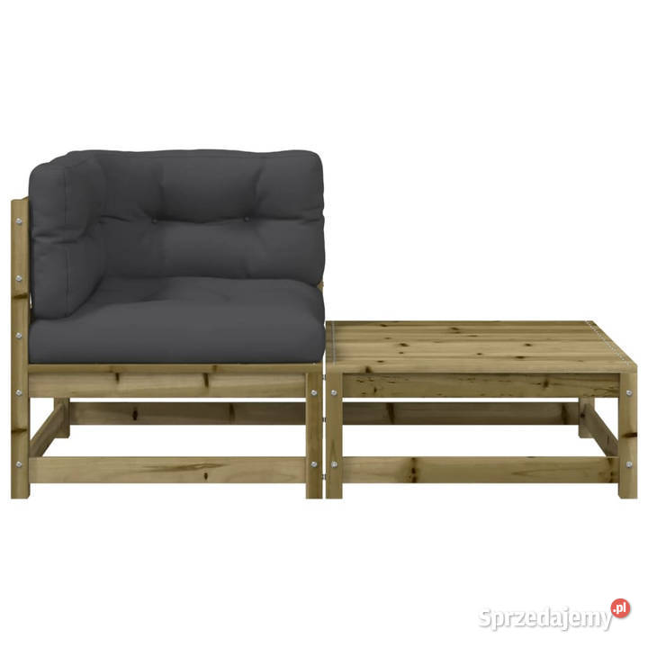 Ogrodowa sofa narożna z poduszkami i podnóżkiem Warszawa