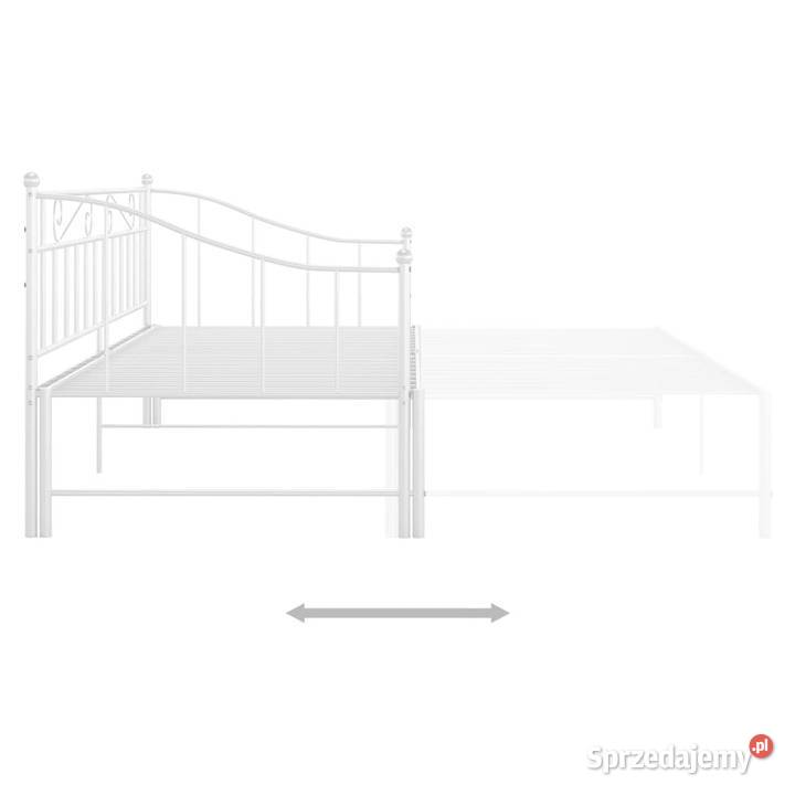 Sofa z wysuwaną ramą łóżka biała metalowa 90x200 Warszawa