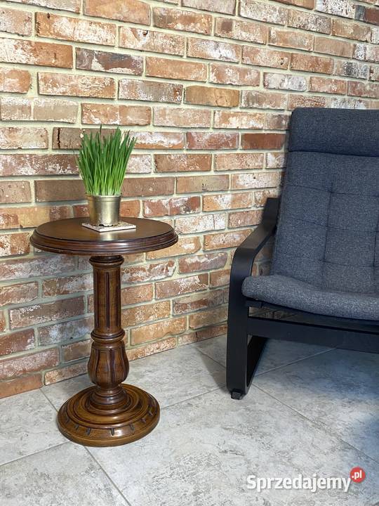 Stolik orzechowy kwietnik podstawa lite drewno Stołki i taborety sprzedam