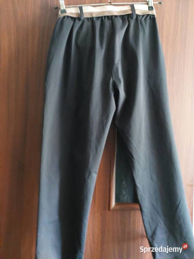 Spodnie czarne z paskiem Nowe letnie L bawełna i Moda i Styl Wrocław