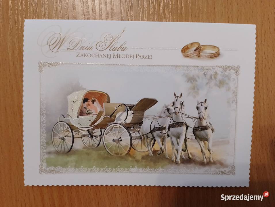 Kartka okolicznościowa W DNIU ŚLUBU składana z Oborniki