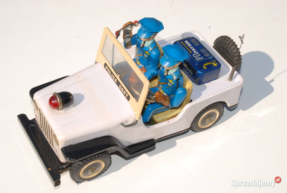 Stara zabawka samochód Policyjny patrolowy Jeep Cieszyn