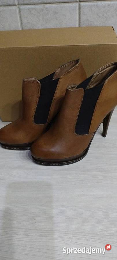 Buty do kostek na obcasie skóra naturalna WOJAS Lublin
