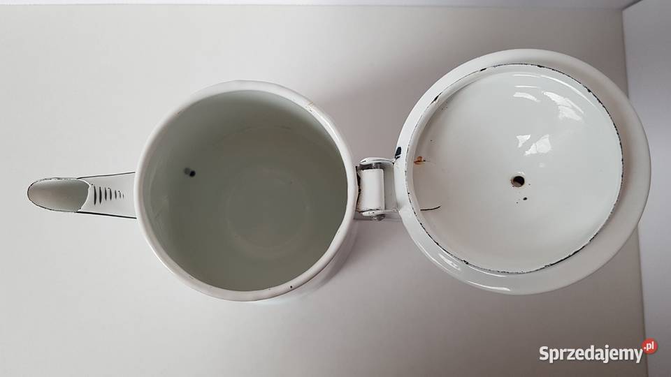 Emaliowany zestaw dzbanek filiżanka Olkusz PRL Dąbrowa Górnicza