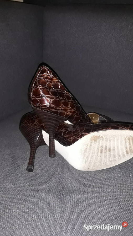 Brązowe szpilki Czółenka Nisko