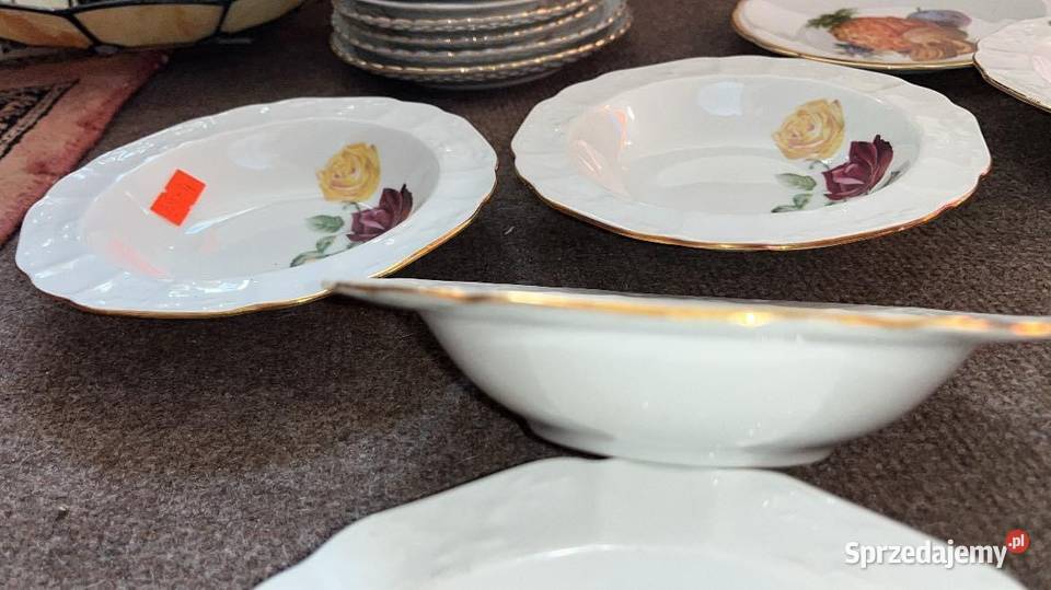 Miseczka z różami Biała porcelana z pasem złota Porcelana i szkło Gdańsk
