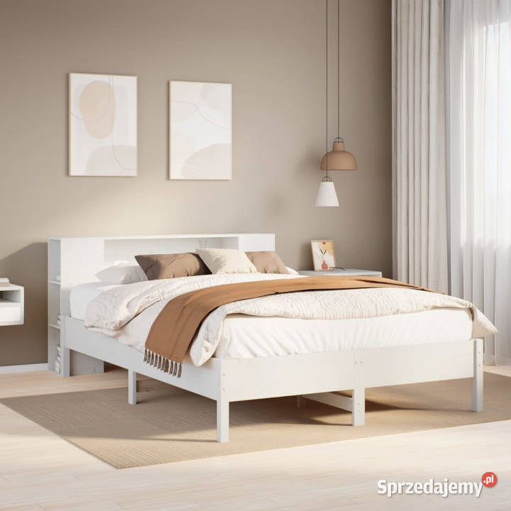 Łóżko z regałem bez materaca białe sosnowe 82cm sprzedam