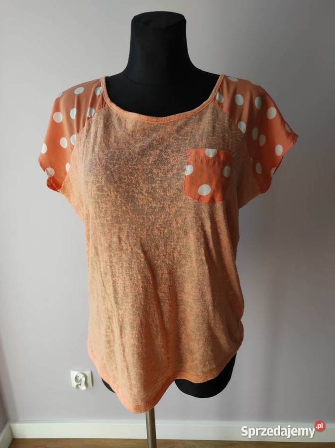 Lekka bluzka 42 XL pomarańczowa w groszki Rozmiar 42(XL)