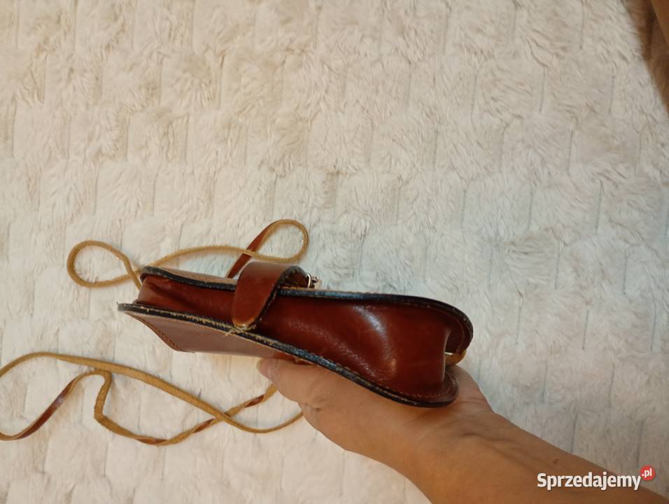 Real Leather Mała skórzana torebka listonoszka z
