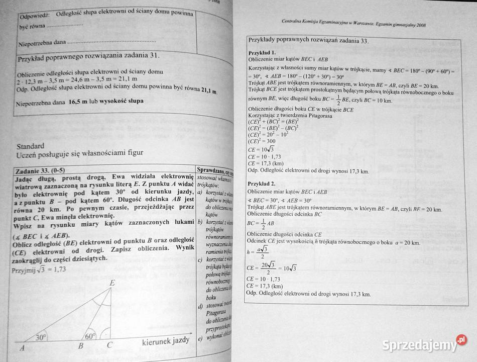 Egzamin Gimnazjalny Blok matematyczno Rok wydania 2011 Chełm sprzedam