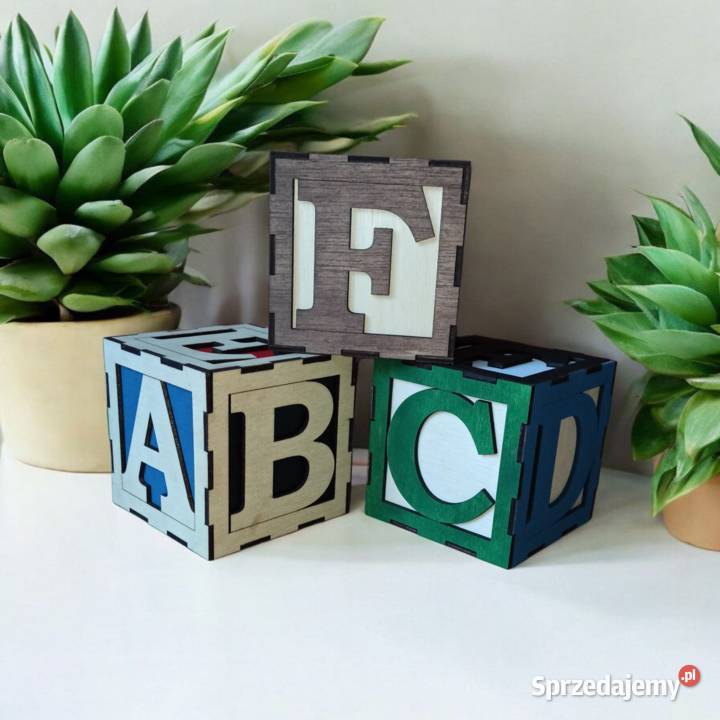 Duża Drewniana Kostka Edukacyjna z Alfabetem Warszawa