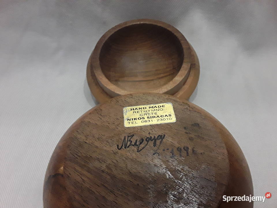 FIGURKA PUZDERKO POJEMNIK DREWNO RZEŻBA CRETE Zamość