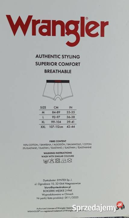 WRANGLER bokserki męskie 2pak rozmiar M 8489 95 Ełk