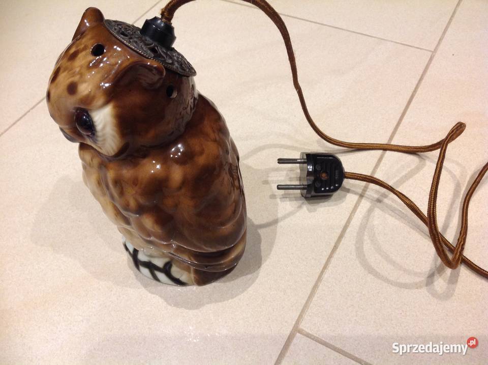 Stara Lampa Ceramiczna Sowa Sygnatura lubuskie