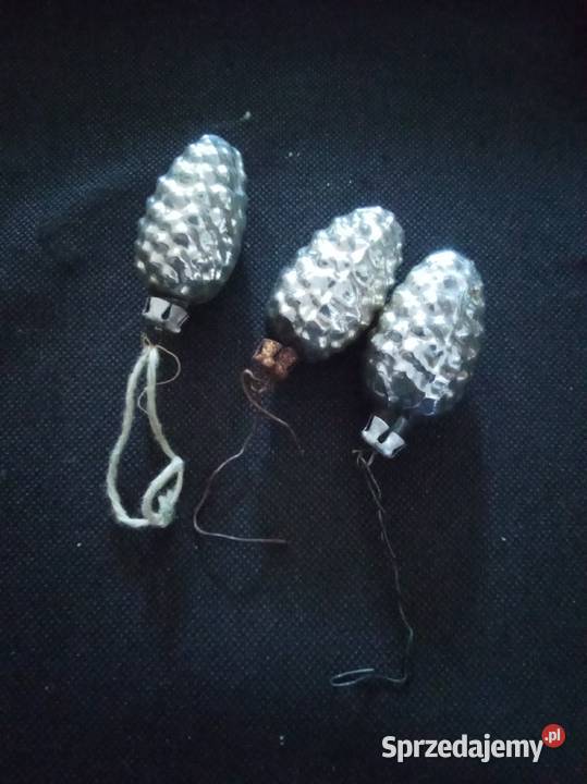 3 małe szyszki srebrne PRL komplet mazowieckie
