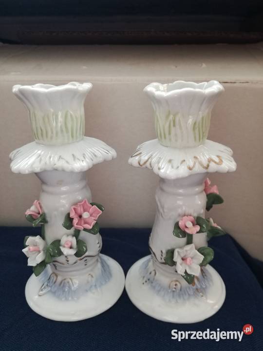Dwa porcelanowe świecznikiRękodzieło ceramiczne Dekoracje i ozdoby łódzkie Łódź