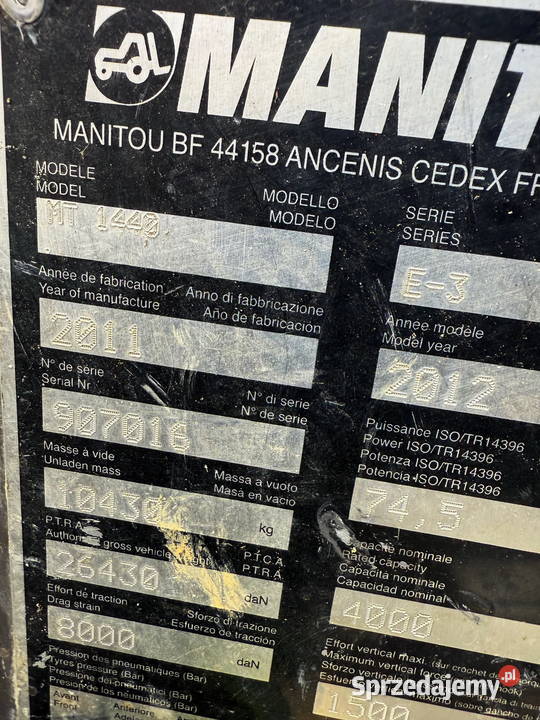 ładowarka teleskopowa MANITOU MT1440 2011r pełny VAT Działoszyn