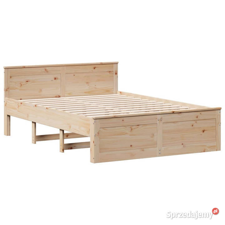 Łóżko bez materaca z wezgłowiem drewno sosnowe 144cm