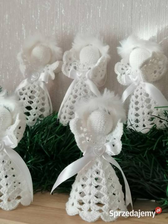 Aniołek biały szydelkowy na choinkę Dekoracja Katowice
