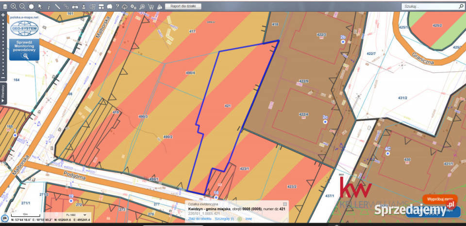 sprzedaży działki Kwidzyn Podgórna 782m2