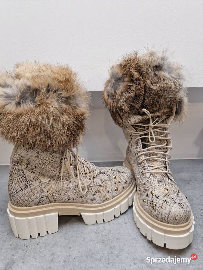 Botki Kozaki Skóra Wąż Futerko 36 Kozaki śląskie Żywiec