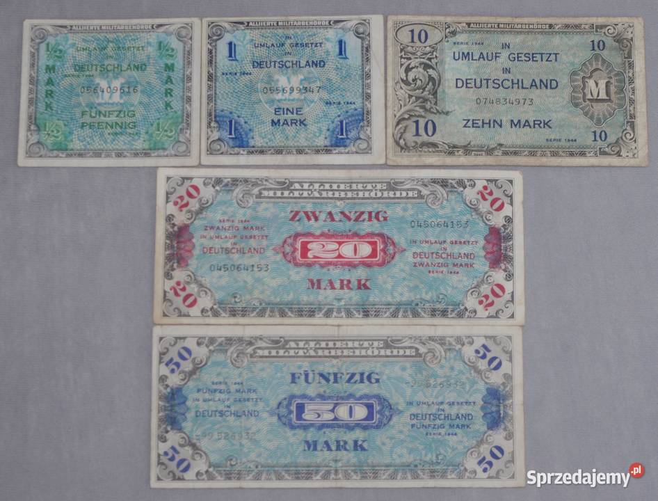Zestaw banknotów z okupacji Niemiec 1944 5 Płock sprzedam