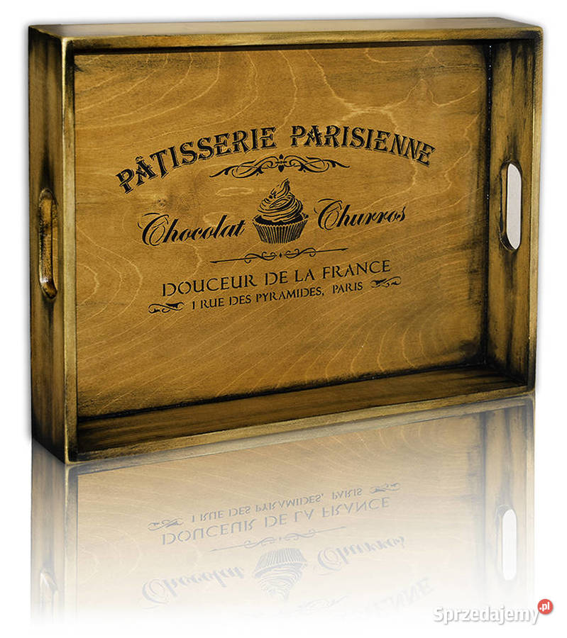 duża TACA drewniana PATISSERIE PARISIENNE Paris Bydgoszcz