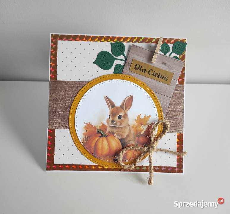 Jesienna kartka okolicznościowa ręcznie robiona Rękodzieło Łódź