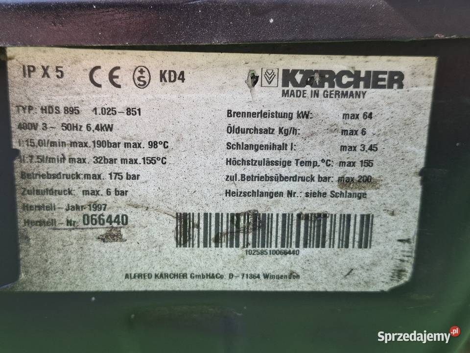 Myjka Gorąco wodna KARCHER HDS 895 Gwarancja