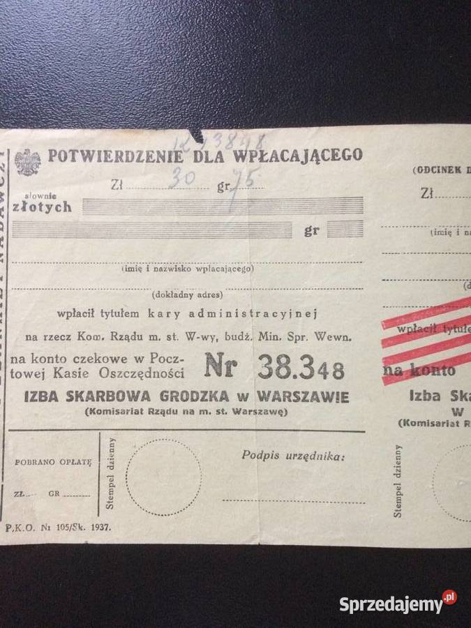 241 Skarbowy Blankiet Nadawczy Szczecin sprzedam