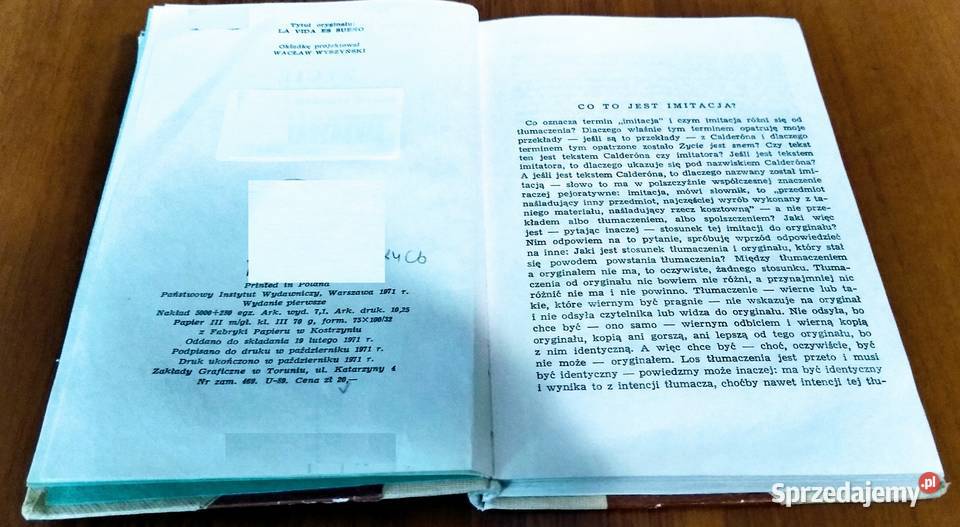 Życie jest snem Pedro Calderón de la Barca PIW język polski Gdańsk