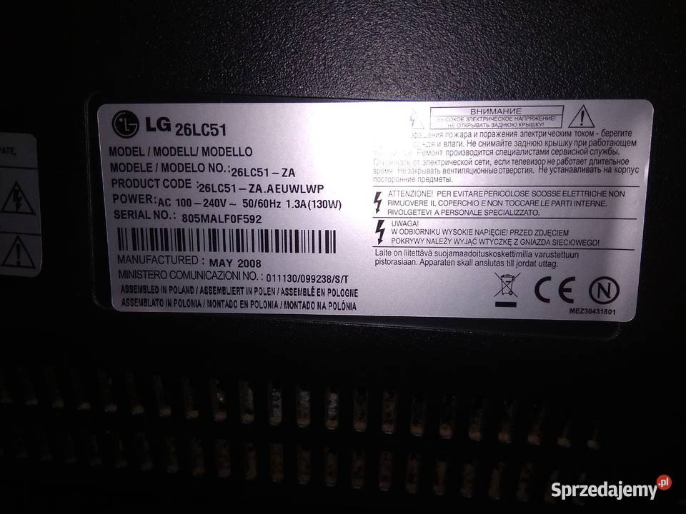 Telewizor LCD LG 26 26LC51 stereo na części Warszawa