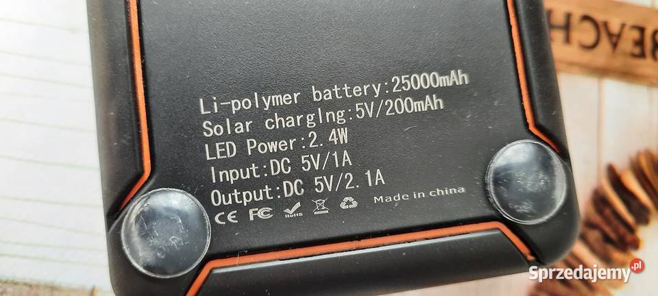 power bank solarny 25000mAh Akcesoria, narzędzia i noże Koszalin