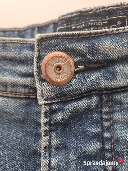 Jeansy Scotfree 3834 męskie denim z przetarciami Moda i Styl Trąbki Wielkie