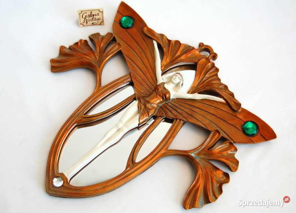 Lustro secesja art nouveau vintage kobieta motyl Lublin