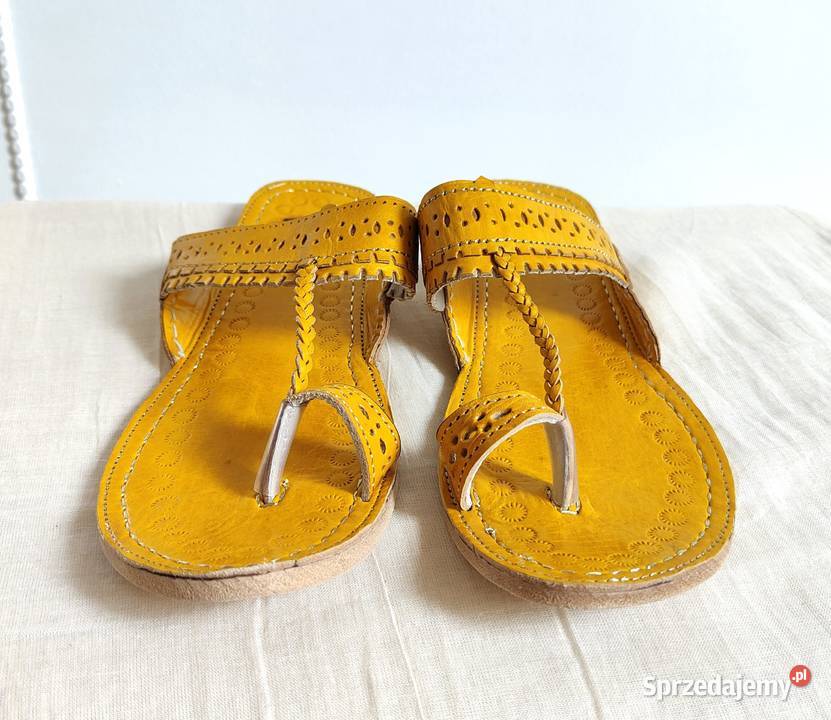 KOHYL Skórzane japonki kohalpuri 37 żółte Szczecin