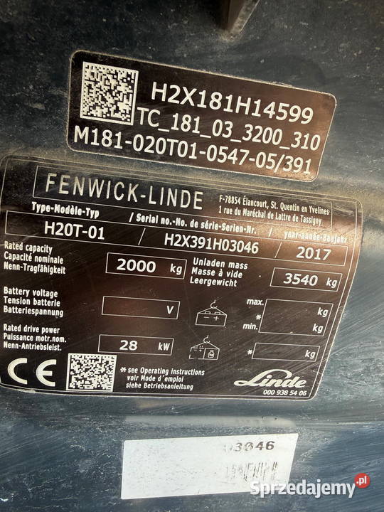 wózek widłowy LINDE H20T LPG Triplex 545m Linde Działoszyn