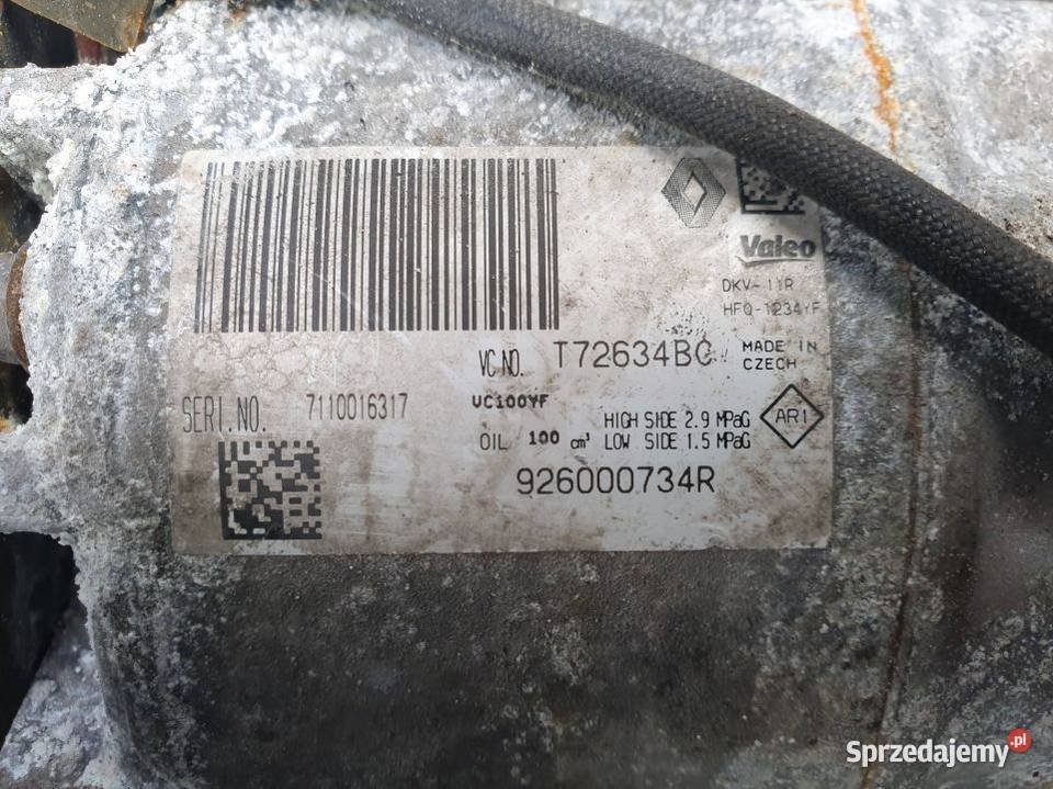 SPRĘŻARKA KLIMATYZACJI RENAULT CAPTUR 926000734R Lipno sprzedam