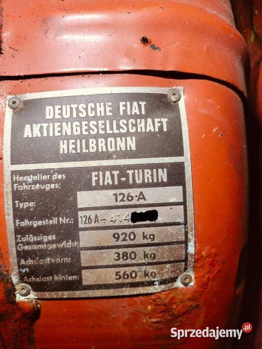 Fiat 126 Steinwinter 250 1973 GOGO figo okazja 250cm3 Kostrzyn