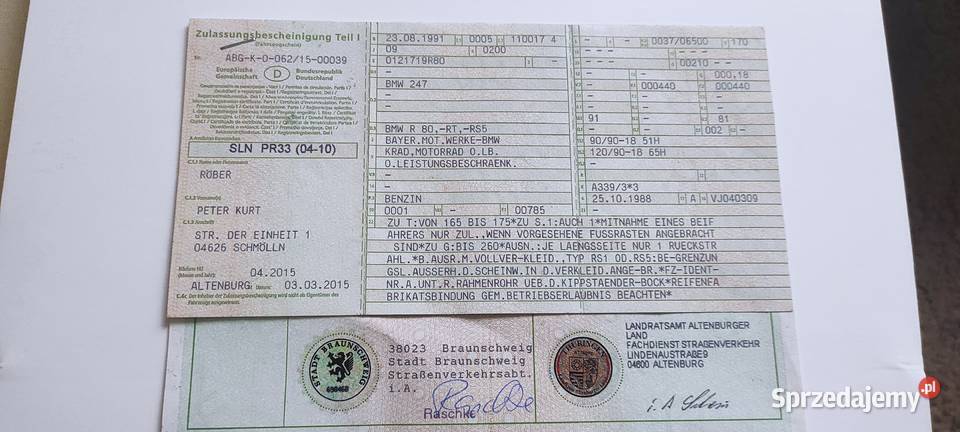 BMW R 80 RT rama z dokumentami Elementy nadwozia mazowieckie Warszawa