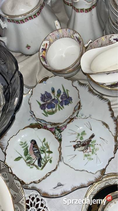 Talerzyk z dziurką Listek ptaszki Konfiturówka Porcelana i szkło