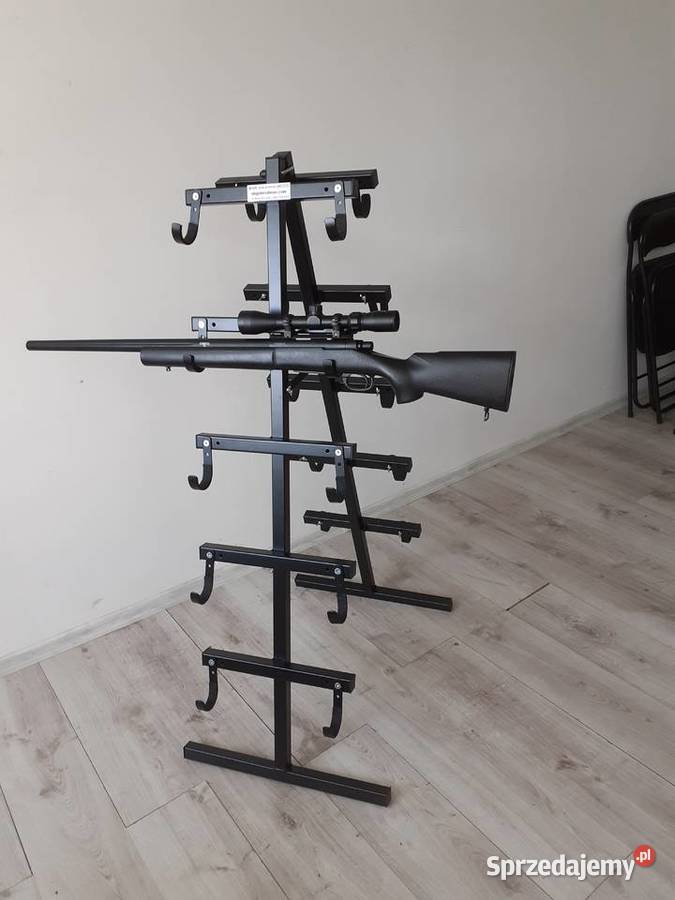 Stojak na broń długą metalowy składany wystawowy Oleszna