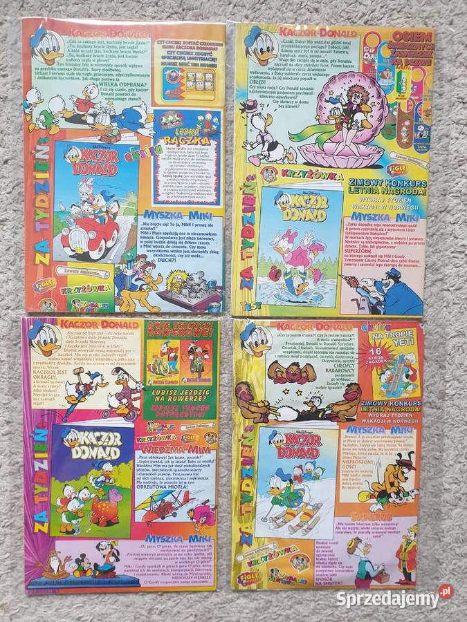 Kaczor Donald zestaw 8 komiksów z dodatkami 1998 Gdynia