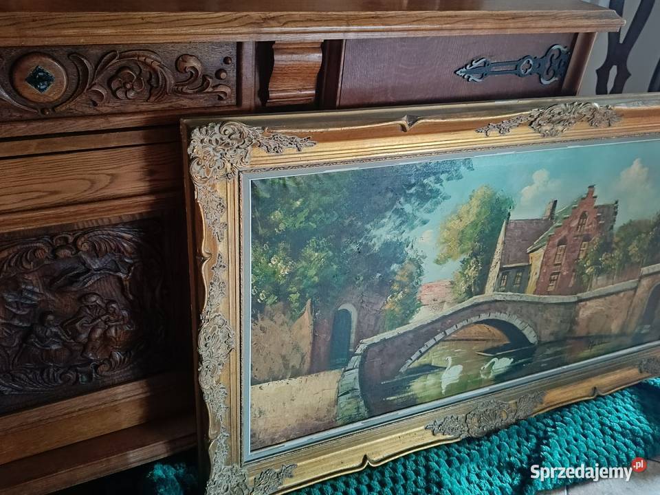 Stary duży obraz na płótnie z pięknej pałacowej Lipno