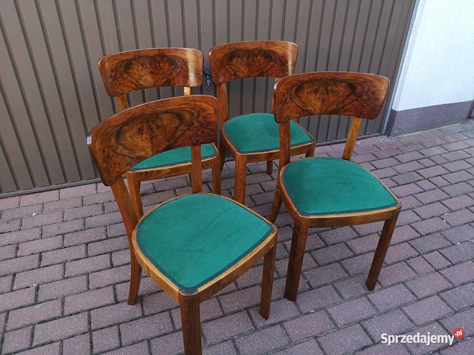 Krzesła ARTDECO Orzech Stare Antyk Komplet 4 Meble Swarzędz sprzedam